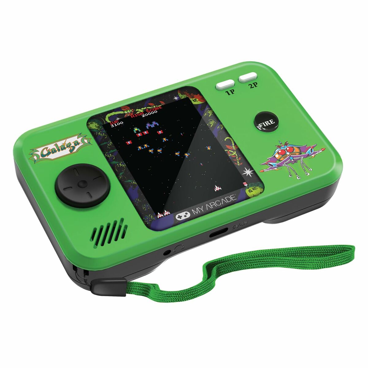 Transportabel spillekonsol My Arcade Pocket Player PRO - Galaga Retro Games Grøn-4