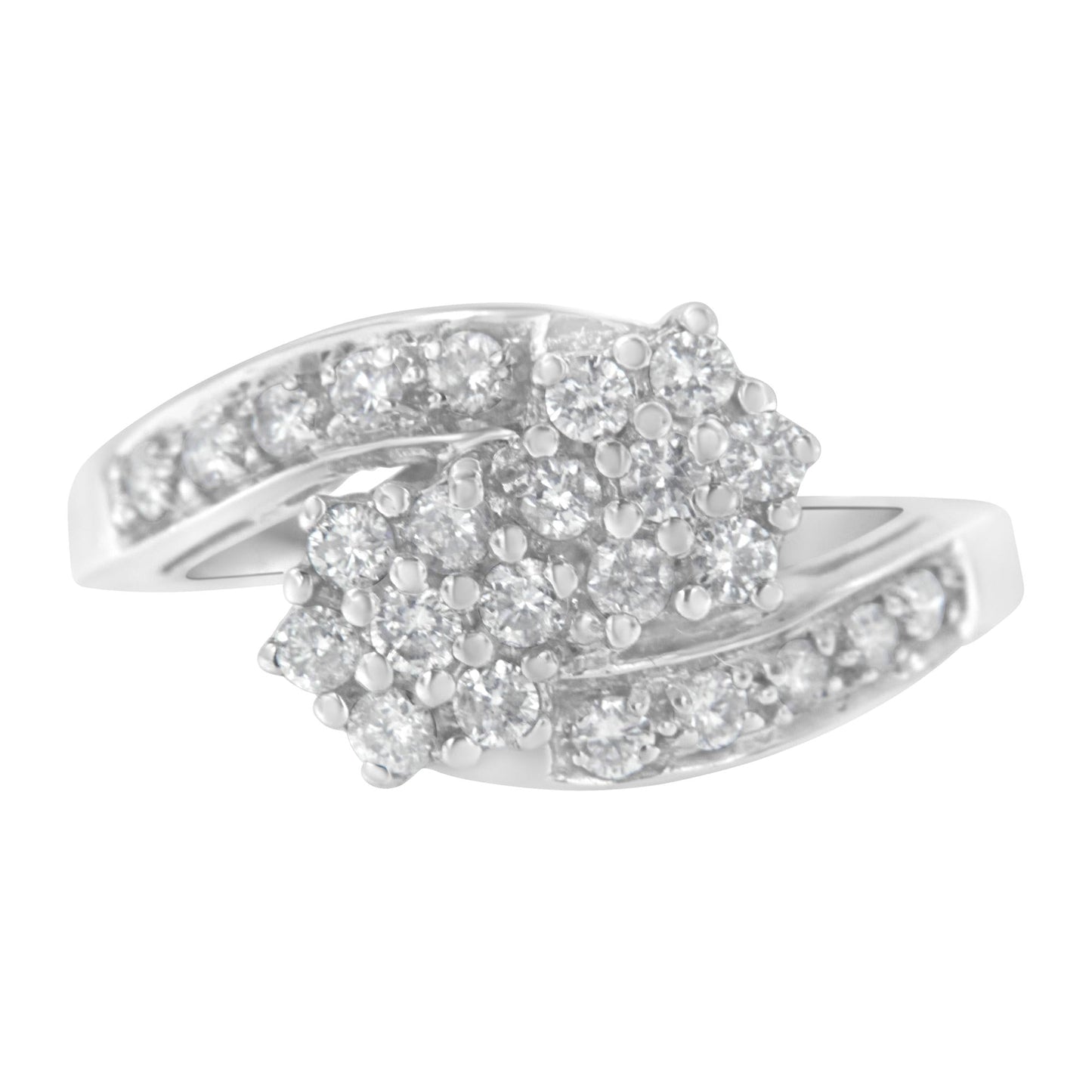 14KT White Gold Diamond Cluster Ring Band (7/8 cttw, H-I Color, I1-I2 Clarity)-0