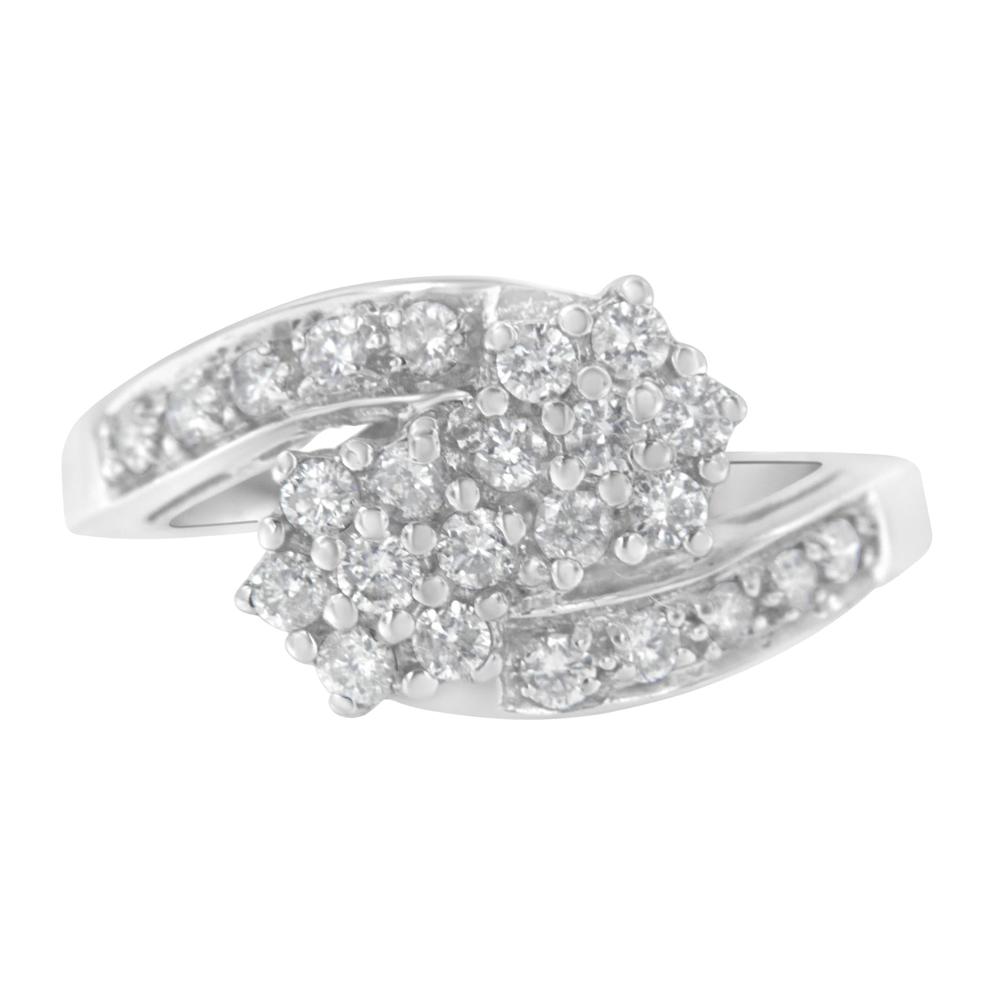 14KT White Gold Diamond Cluster Ring Band (7/8 cttw, H-I Color, I1-I2 Clarity)-0