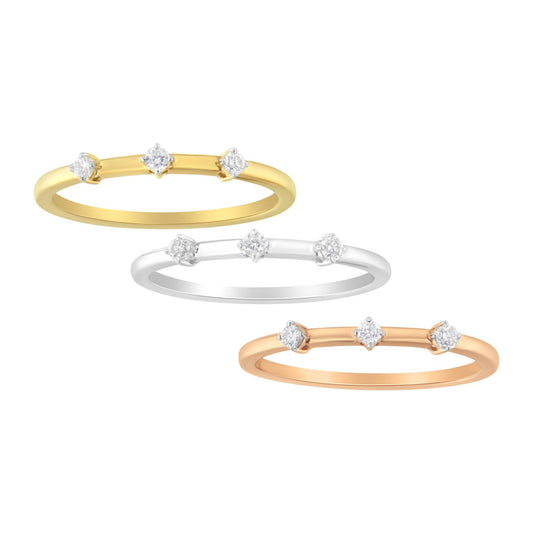 14kt Gold Plated Tri Tone .925 Sterling Silver 1/3 Cttw Prong-Set Round-Cut Diamond Three Piece Stackable Band Ring Set (I-J Color, I1-I2 Clarity)-0