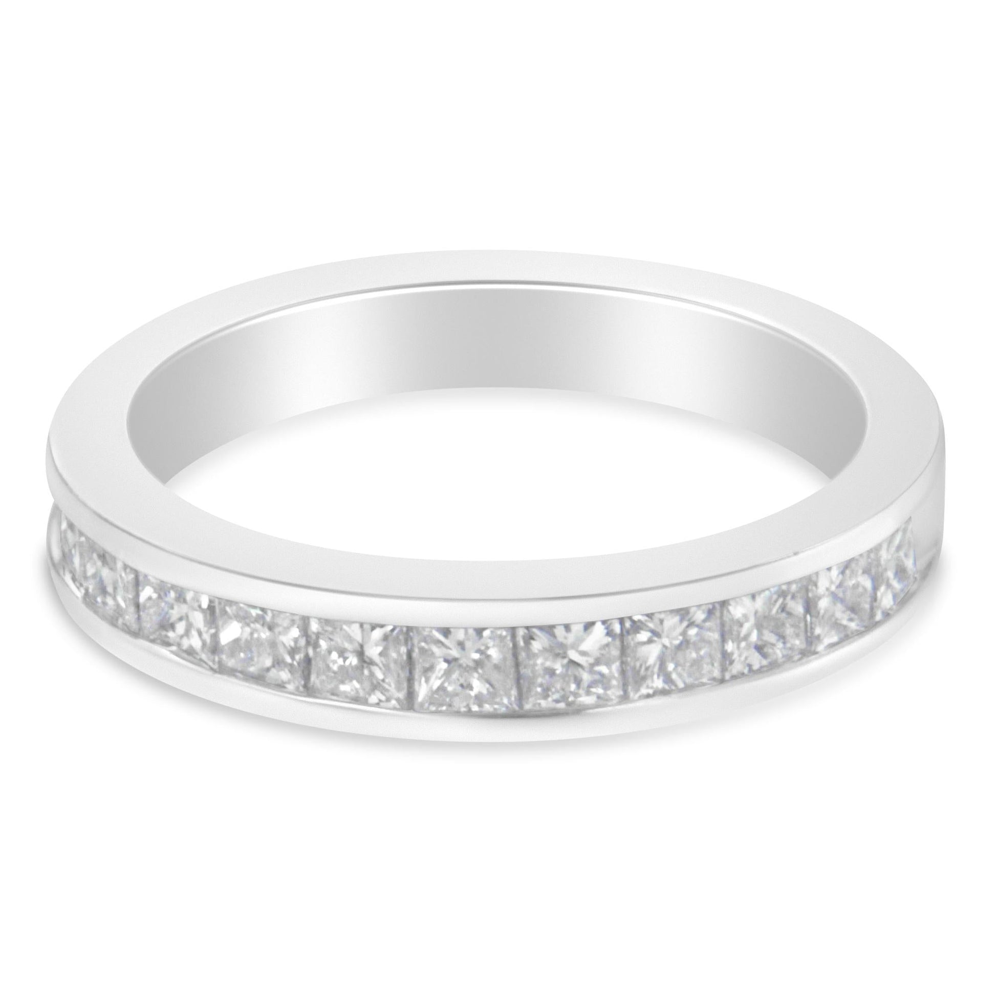 Women's 18K White Gold Princess Cut Diamond Band Ring (1 Cttw, G-H Color, SI1-SI2 Clarity)-0