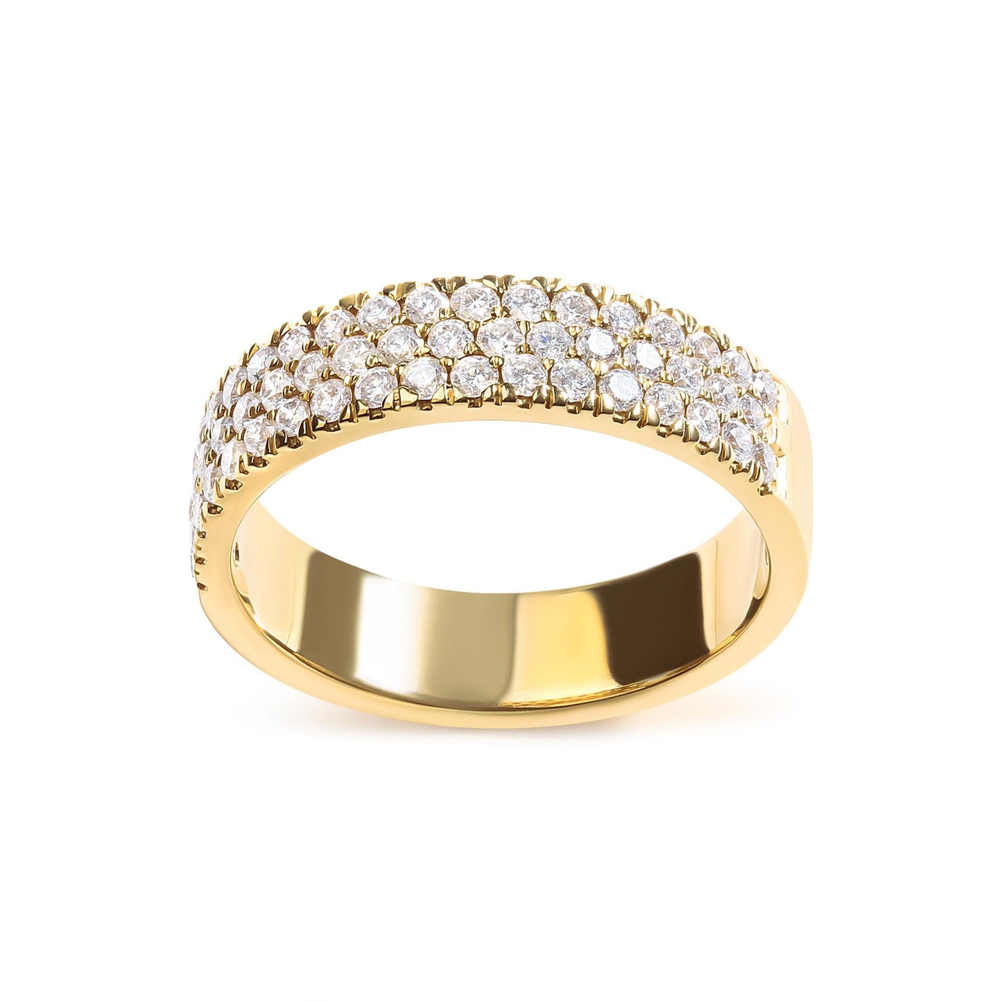 14K Yellow Gold Pave Set 3/4 cttw Multi Row Diamond Band Ring  (H-I Color, SI2-I1 Clarity)-0