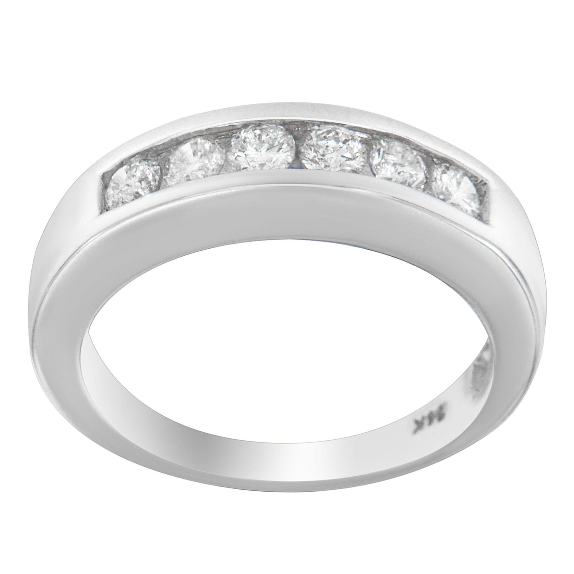 14K White Gold 3/4ct. TDW Diamond Channel Band Ring (H-I, I1-I2)-0