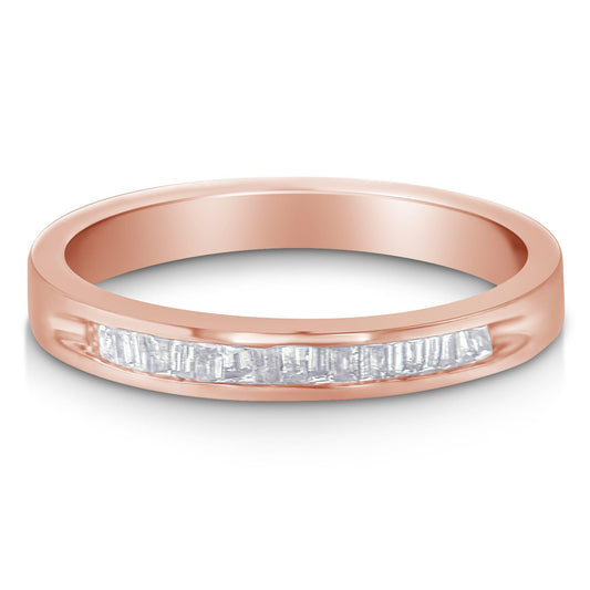 10K Rose Gold over .925 Sterling Silver 1/5 Cttw Diamond Channel-Set Stackable Band Ring (H-I Color, I1-I2 Clarity)-0