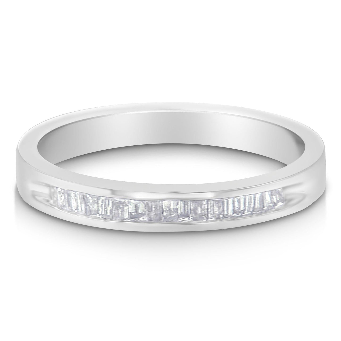 .925 Sterling Silver 1/5 Cttw Diamond Channel-Set Stackable Band Ring (H-I Color, I1-I2 Clarity)-0