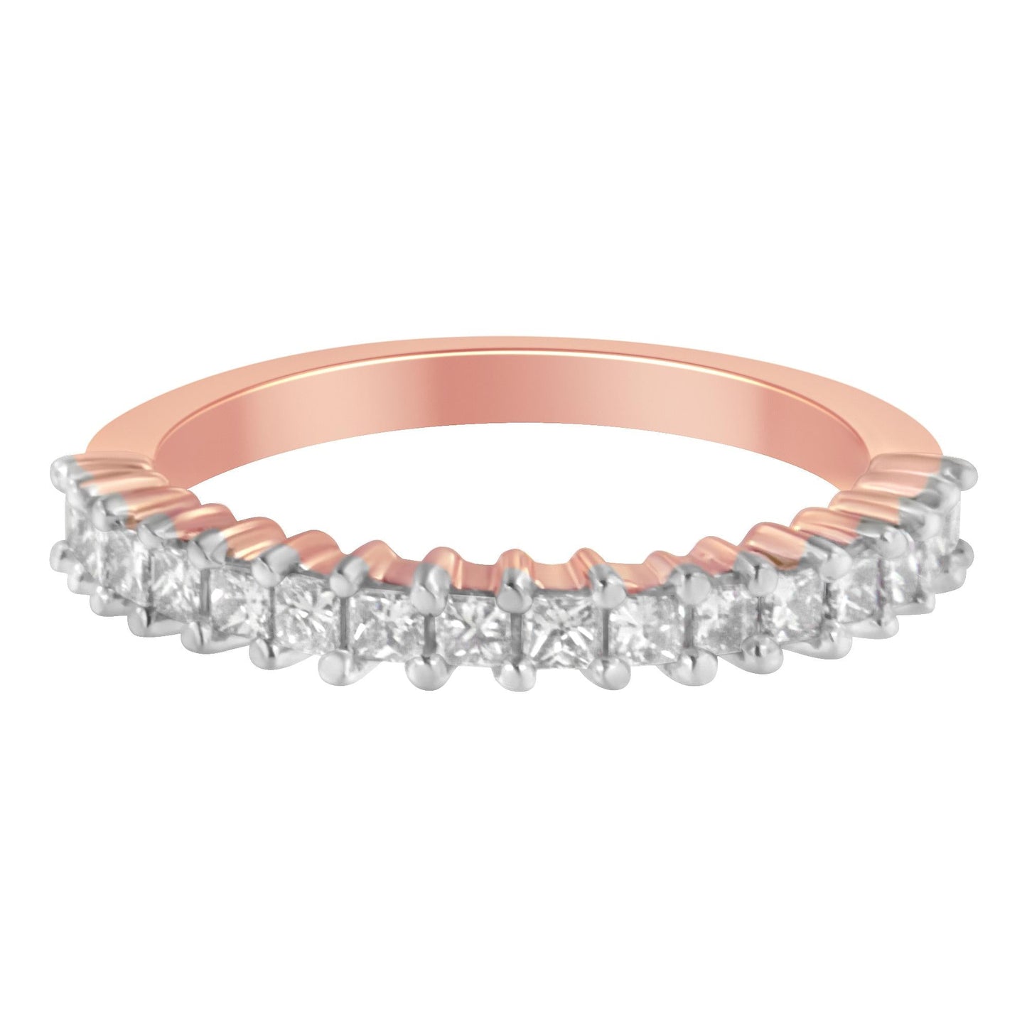 10K Rose Gold Flashed .925 Sterling Silver Diamond Band Ring (1/2 Cttw, J-K Color, I1-I2 Clarity)-0