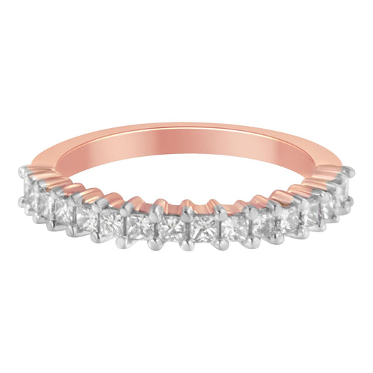 10K Rose Gold Flashed .925 Sterling Silver Diamond Band Ring (1/2 Cttw, J-K Color, I1-I2 Clarity)-0