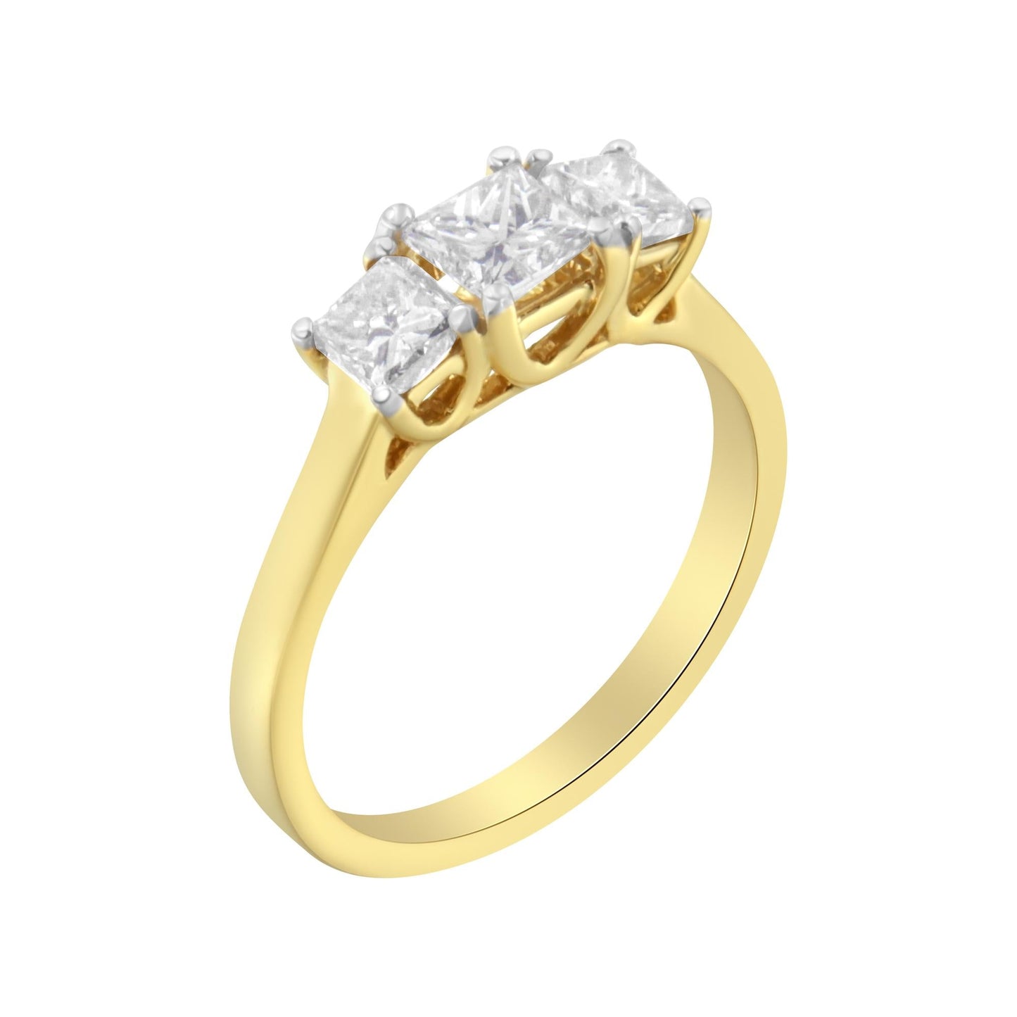 10K Yellow Gold Princess-Cut Diamond Three Stone Band Ring (1 Cttw, J-K Color, I1-I2 Clarity)-0