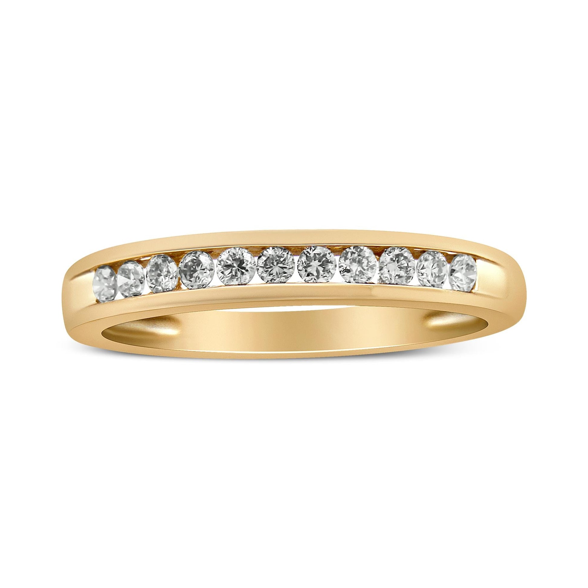 IGI Certified 1/4 Cttw Diamond 10K Yellow Gold Channel Set Band Style Ring (J-K Color, I2-I3 Clarity)-0