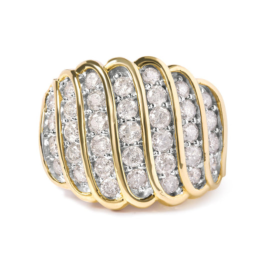 10 Yellow Gold 2.00 Cttw Diamond Multi Row Cocktail Band Ring (I-J Color, I1-I2 Clarity)-0