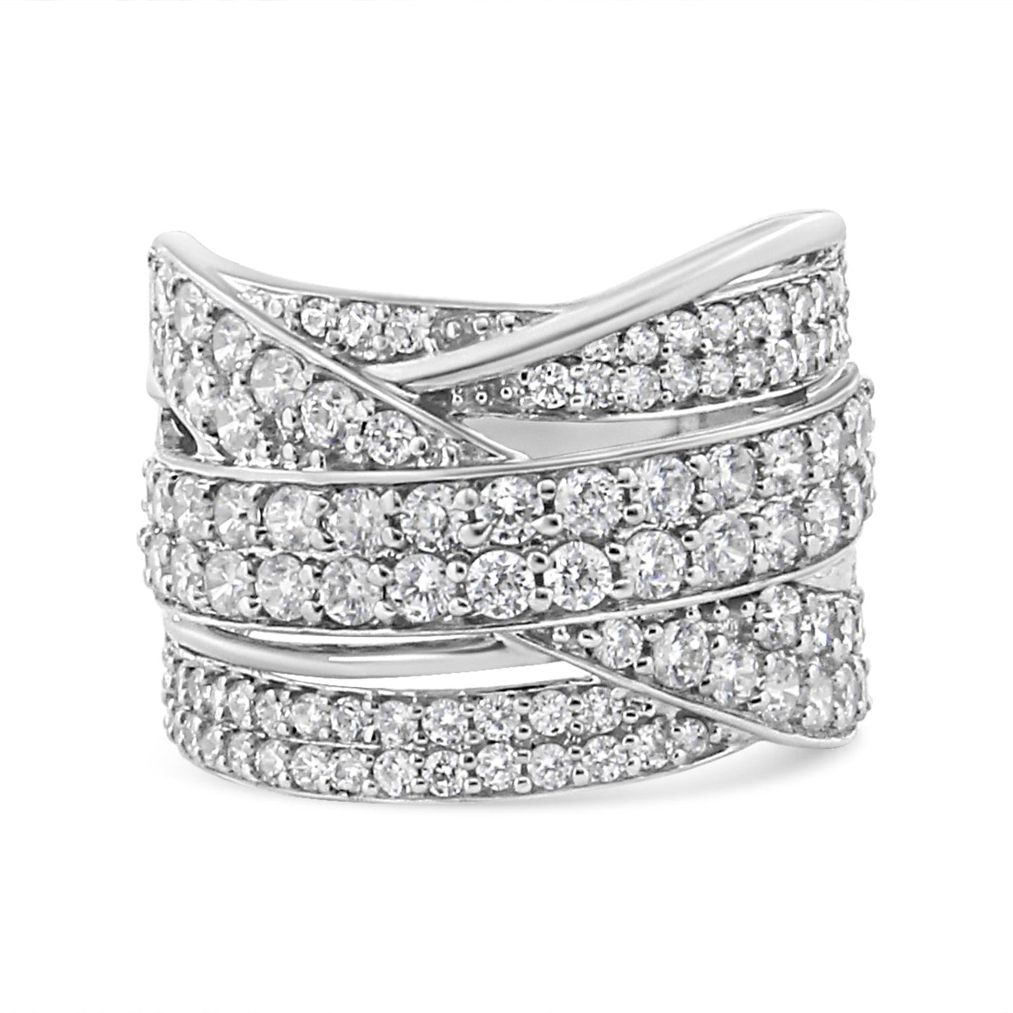 .925 Sterling Silver 2.00 Cttw Round-Cut Diamond Overlapping Bypass Band Ring (I-J Color, I2-I3 Clarity)-0