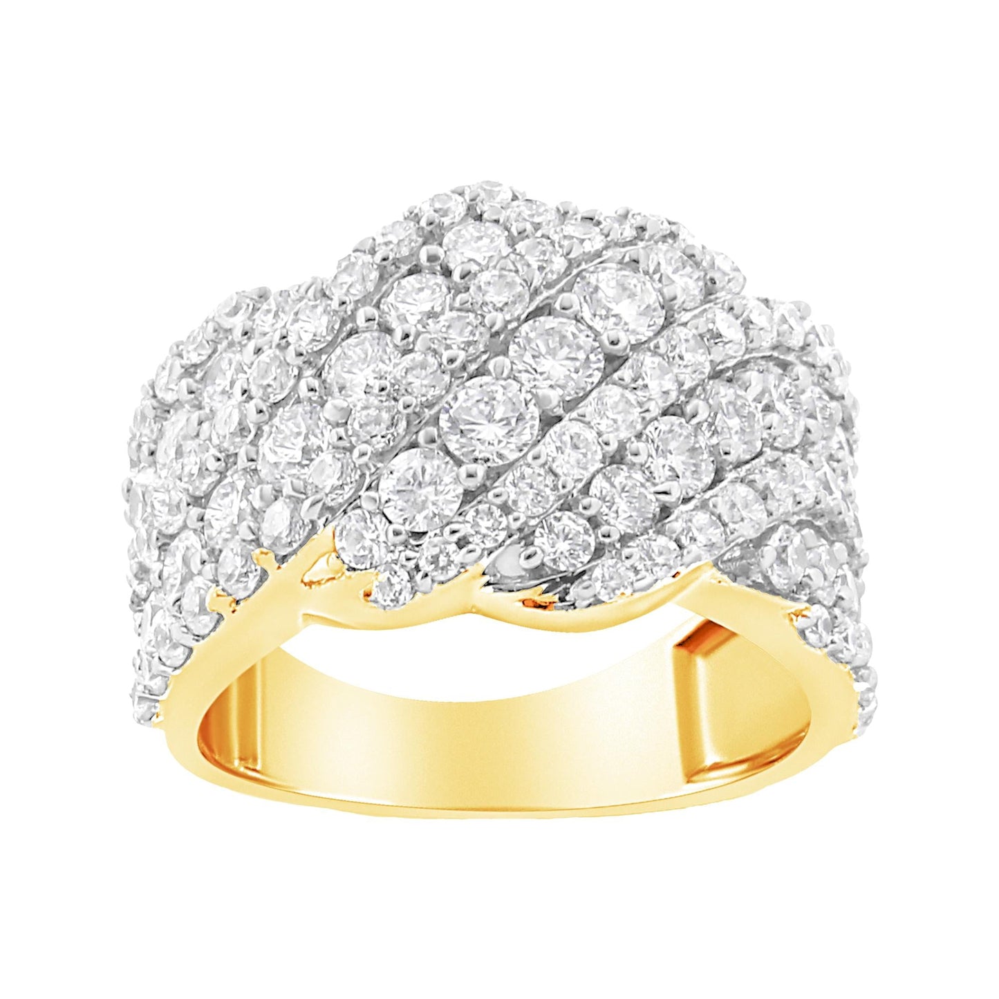 10K Yellow Gold 3.00 Cttw Diamond Multi Row Cluster Band Ring (I-J Color, I3 Clarity)-1