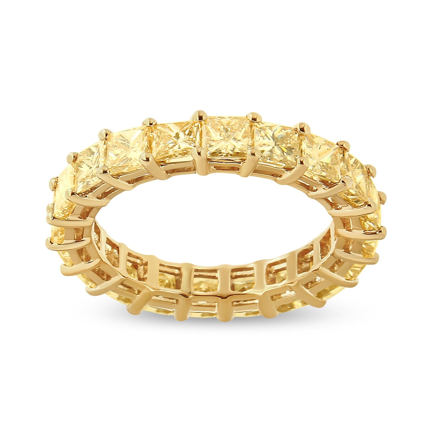 14K Yellow Gold 4.00 Cttw Shared Prong Set Princess Cut Diamond Eternity Band Ring (J-K Color, VS1-VS2 Clarity)-0