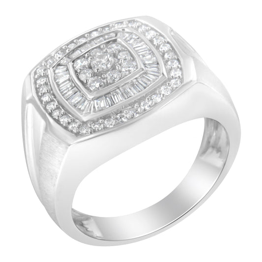 14K White Gold Men's Diamond Band Ring (1 cttw, H-I Color, SI1-I2 Clarity)-0