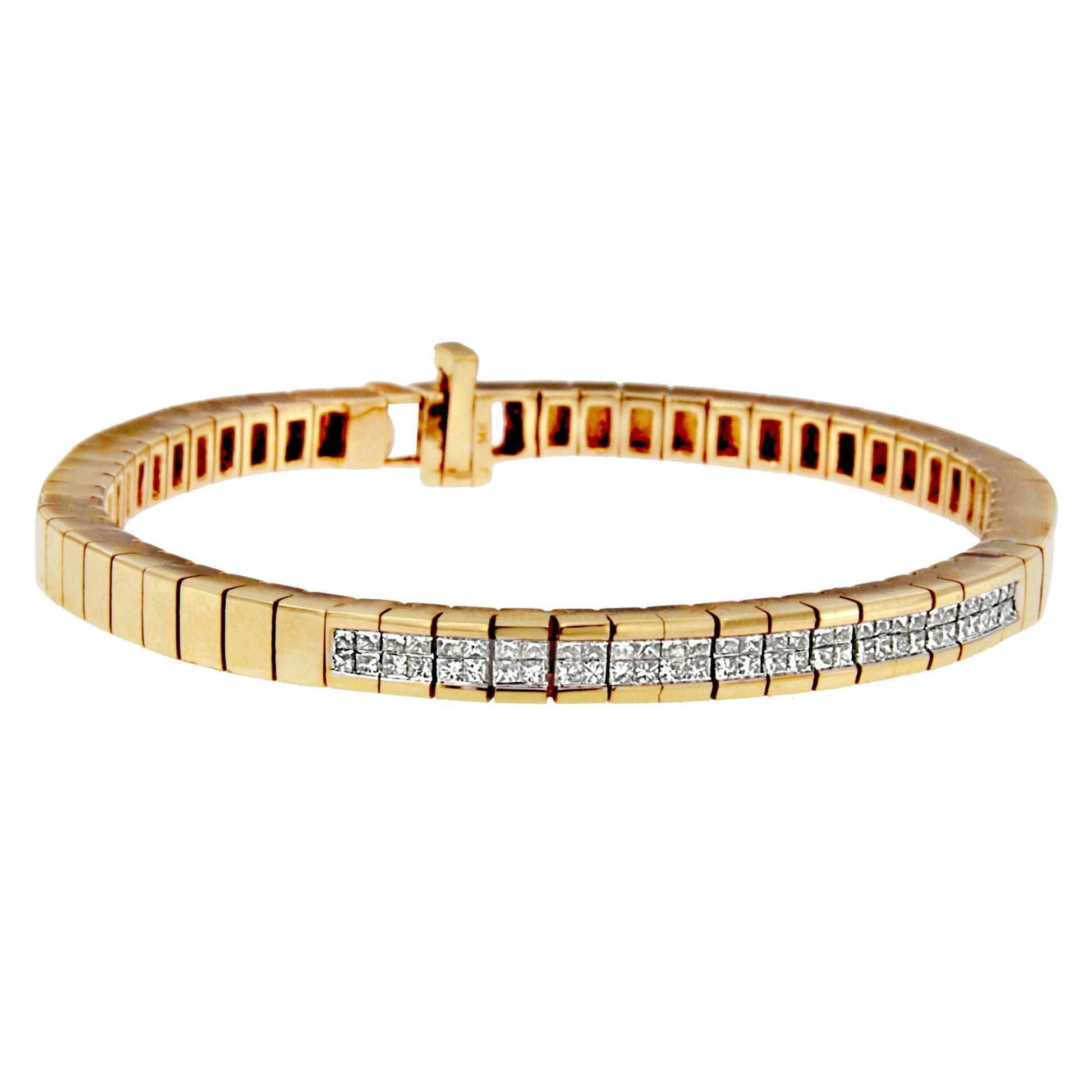 14K Yellow Gold Princess-Cut Diamond Banded Bracelet (1.10 cttw, G-H Color, SI1-SI2 Clarity)-0