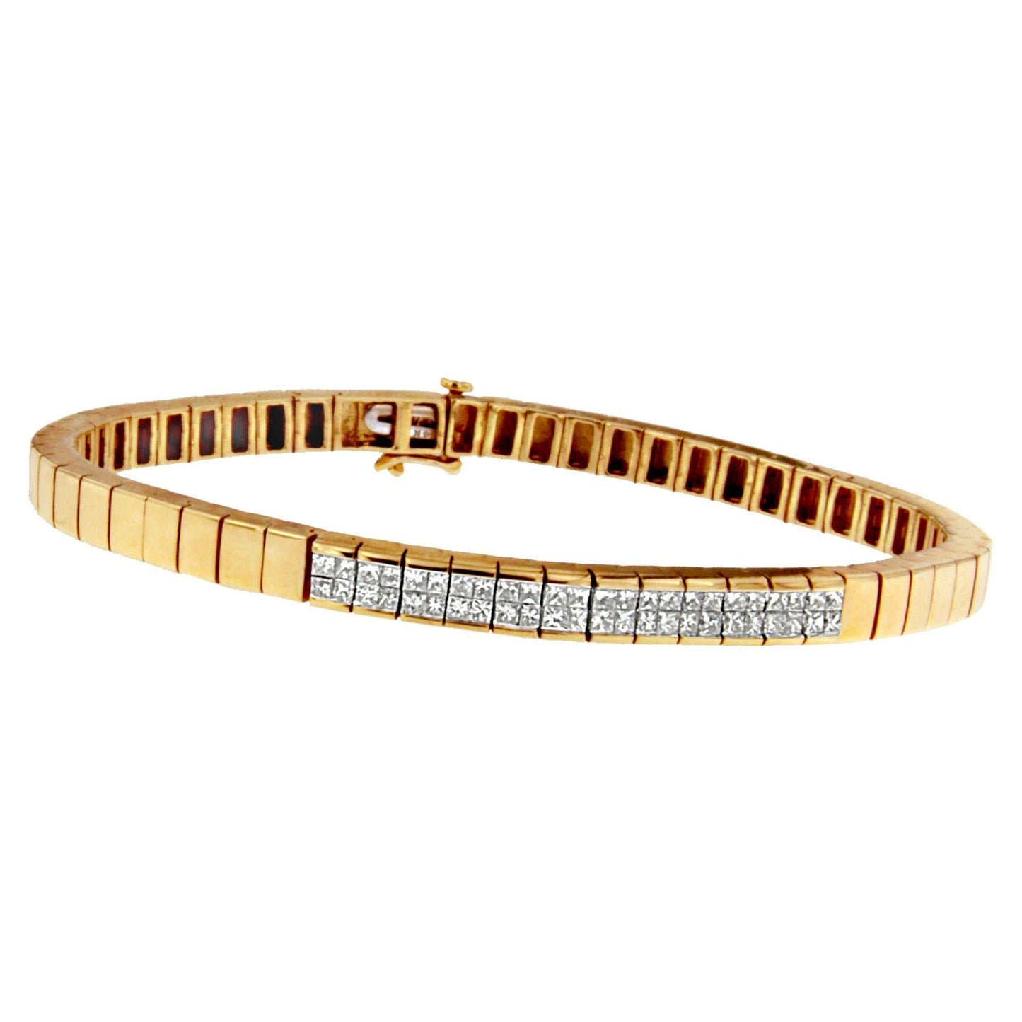 14K Yellow Gold Princess Cut Diamond Banded Bracelet (1.00 cttw, G-H Color, VS1-VS2 Clarity)-0