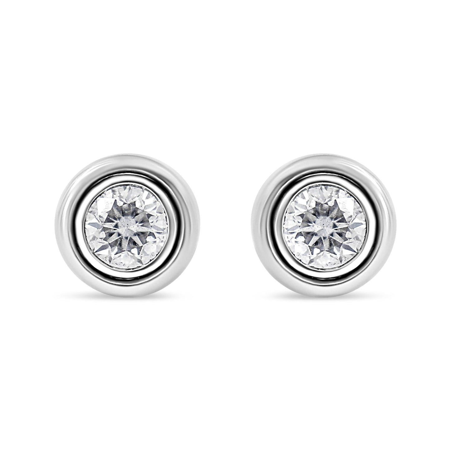 .925 Sterling  Silver 1/5 Cttw Lab-Grown Round Brilliant-Cut Diamond Modern Bezel-Set Stud Earring (F-G Color, VS2-SI1 Clarity)-0