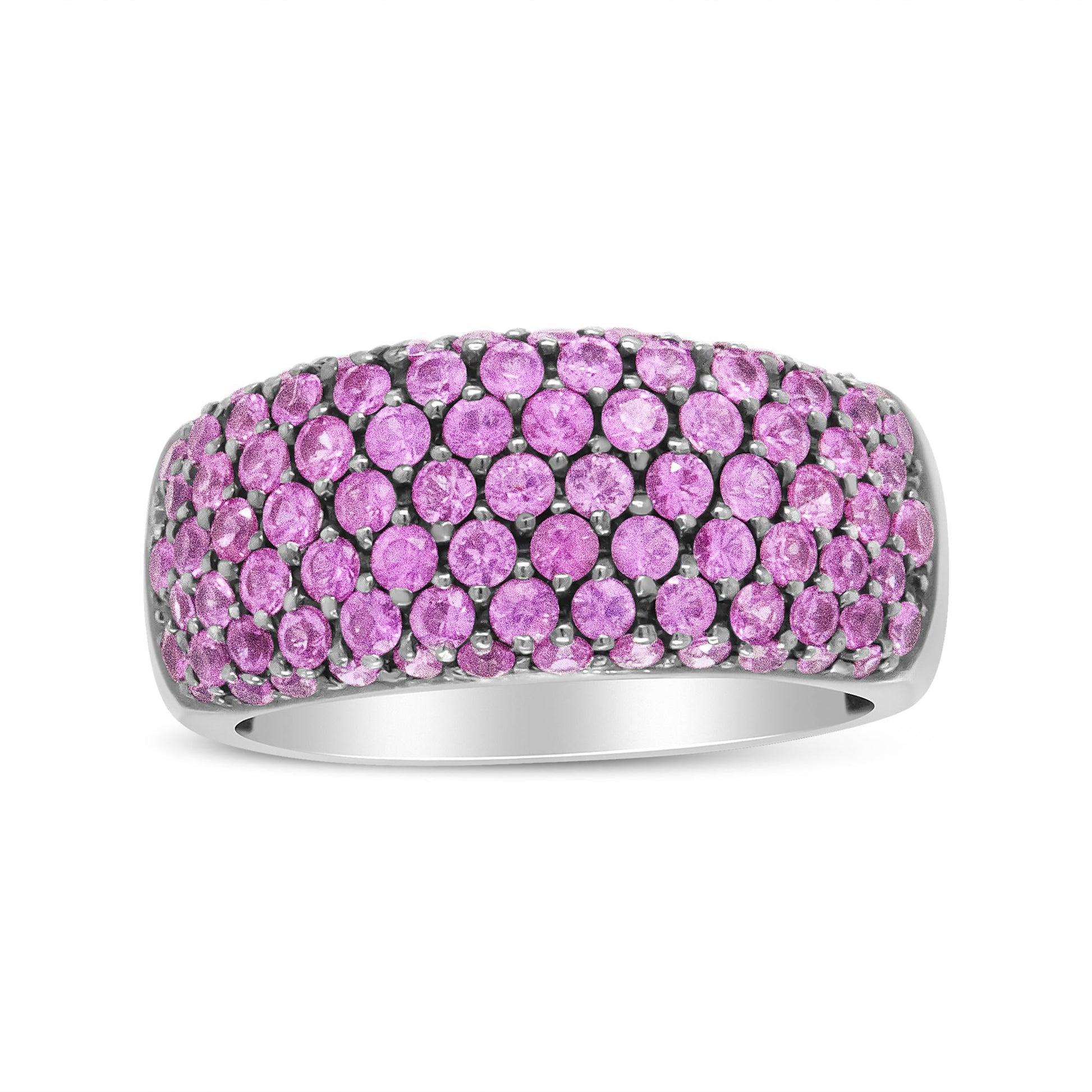 18K White Gold and Black Rhodium Multi Row Pink Sapphire Classic Band Ring-0