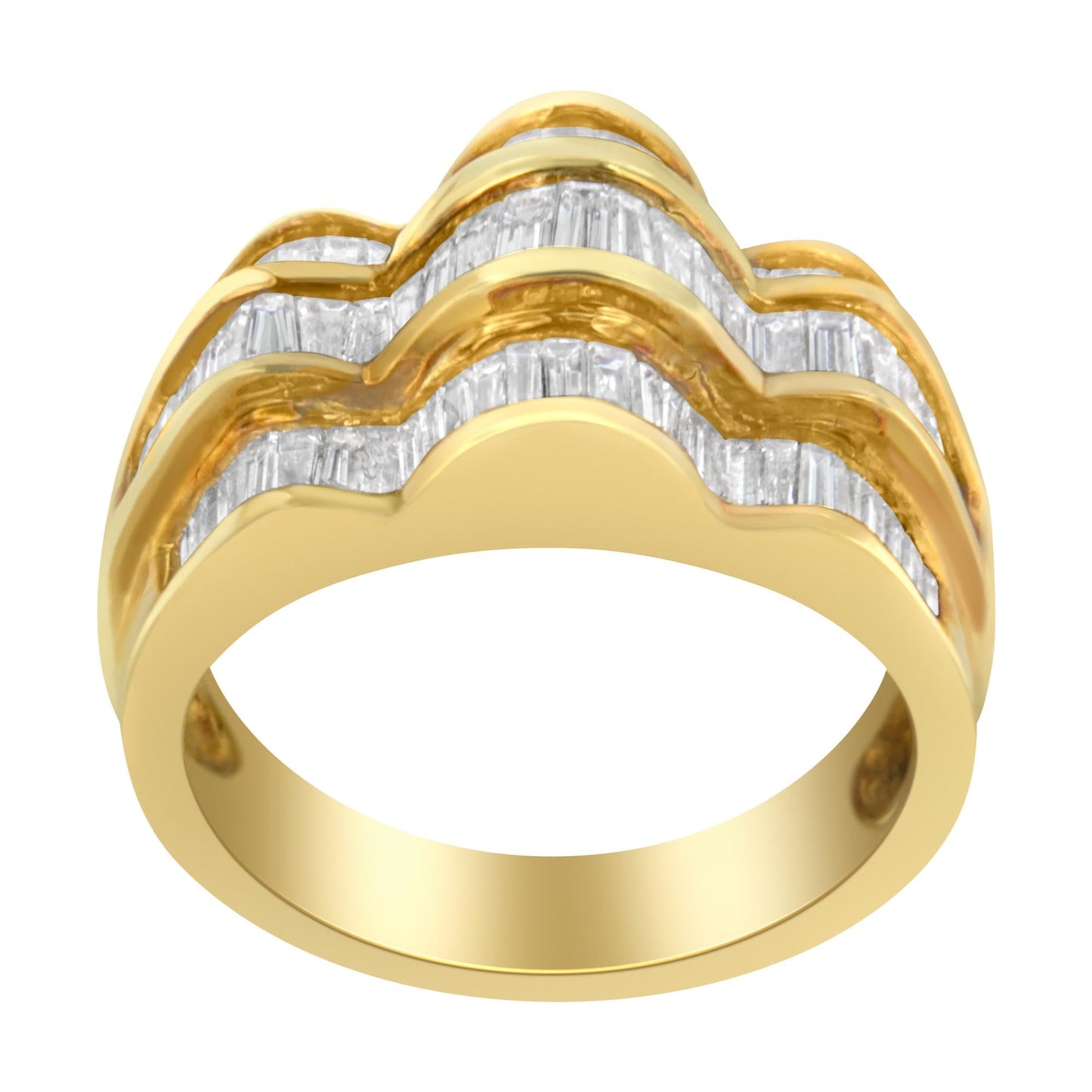 14KT Yellow Gold Diamond Multi-Row Band Ring (1 1/4 cttw, H-I Color, SI1-SI2 Clarity)-1