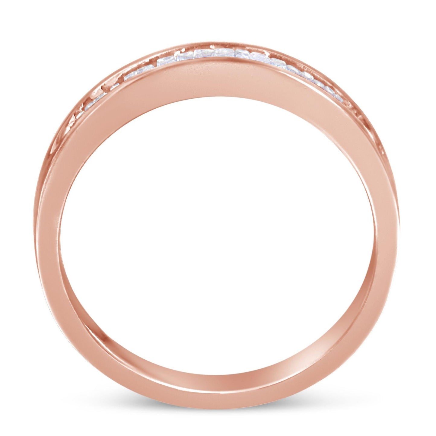 10K Rose Gold over .925 Sterling Silver 1/5 Cttw Diamond Channel-Set Stackable Band Ring (H-I Color, I1-I2 Clarity)-1