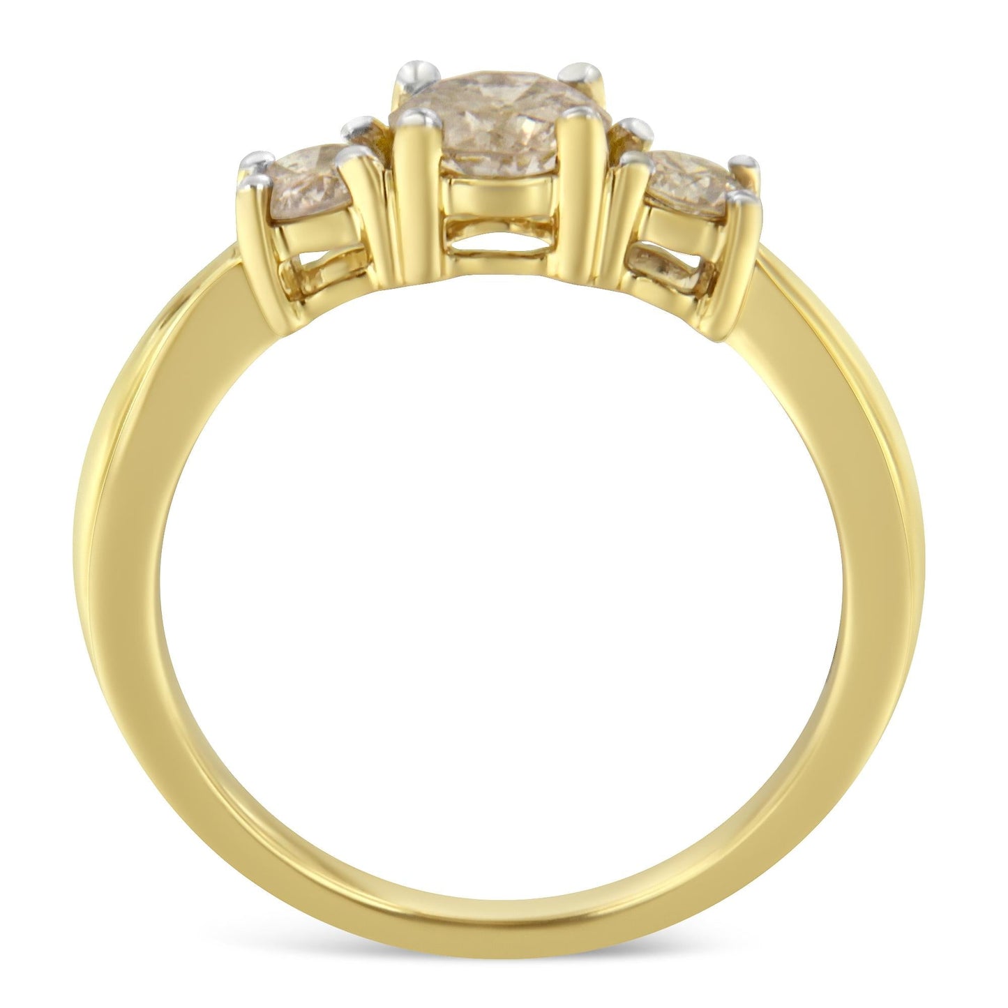 10K Yellow Gold Three Stone Diamond Band Ring (1.00 cttw, J-K Color, I2-I3 Clarity)-1