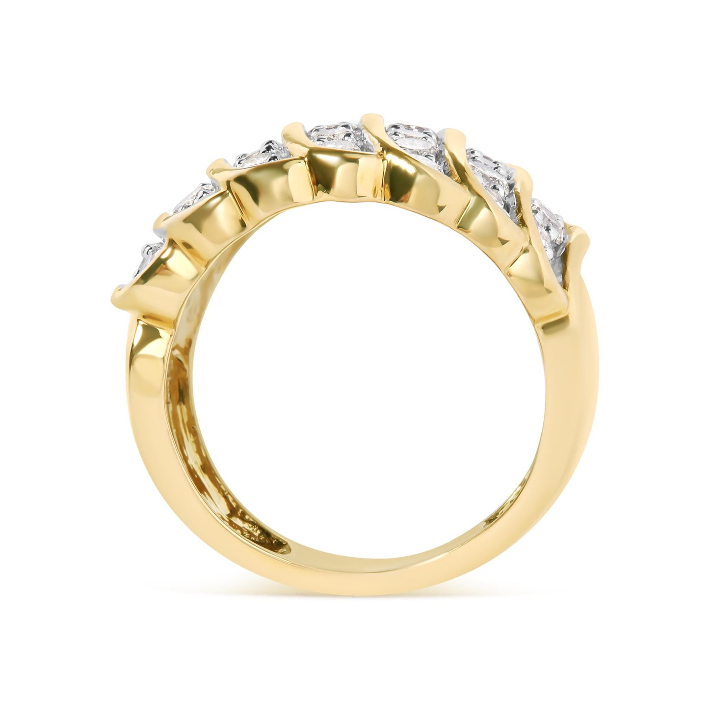 10 Yellow Gold 2.00 Cttw Diamond Multi Row Cocktail Band Ring (I-J Color, I1-I2 Clarity)-1