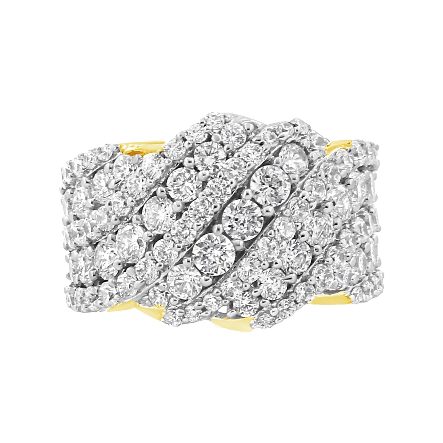 10K Yellow Gold 3.00 Cttw Diamond Multi Row Cluster Band Ring (I-J Color, I3 Clarity)-3