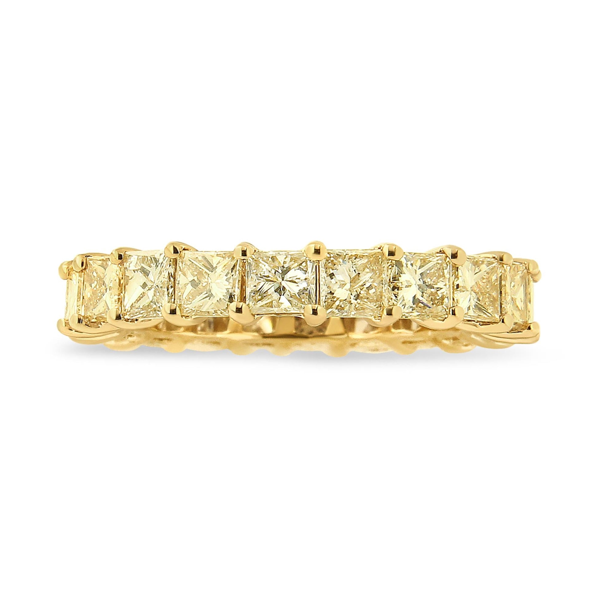 14K Yellow Gold 4.00 Cttw Shared Prong Set Princess Cut Diamond Eternity Band Ring (J-K Color, VS1-VS2 Clarity)-1