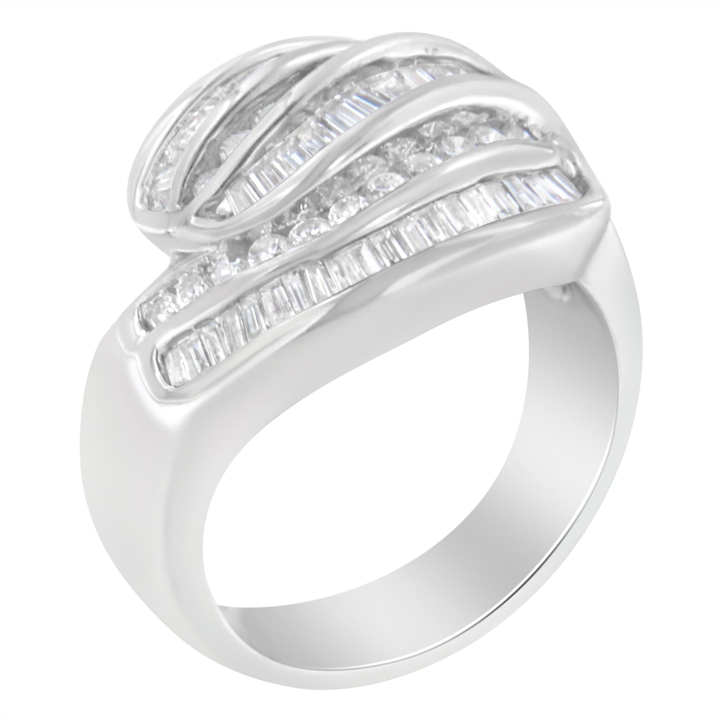 14KT White Gold Diamond Bypass Band Ring (1 cttw, H-I Color, SI1-SI2 Clarity)-1