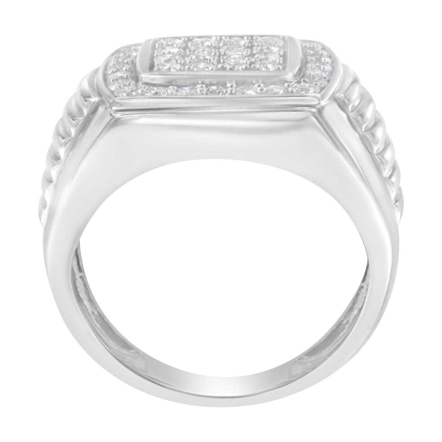 14K White Gold Men's Diamond Squared Band Ring (1 cttw, H-I Color, SI2-I1 Clarity)-1