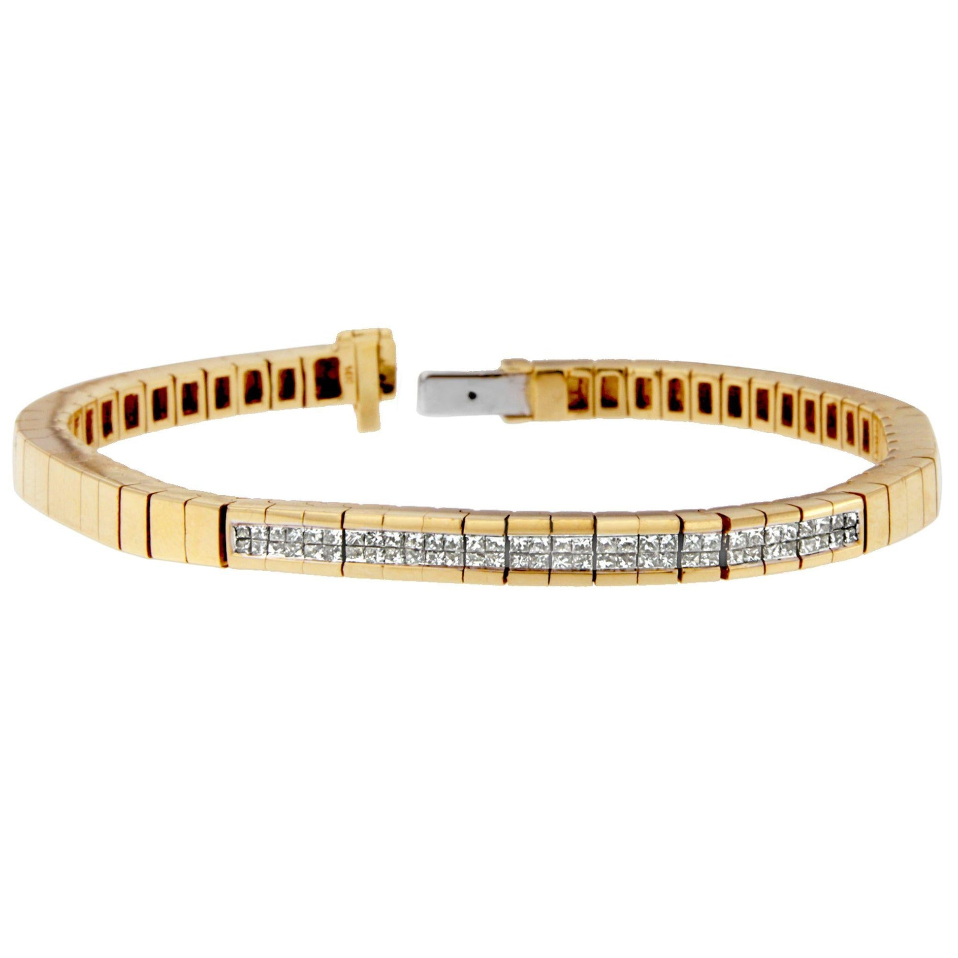 14K Yellow Gold Princess-Cut Diamond Banded Bracelet (1.10 cttw, G-H Color, SI1-SI2 Clarity)-1