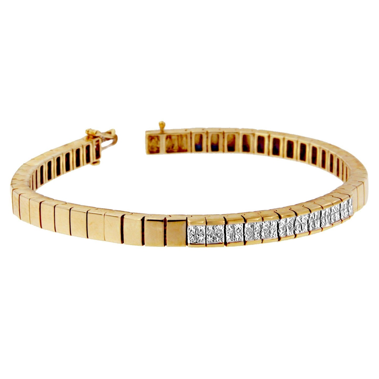 14K Yellow Gold Princess Cut Diamond Banded Bracelet (1.00 cttw, G-H Color, VS1-VS2 Clarity)-1