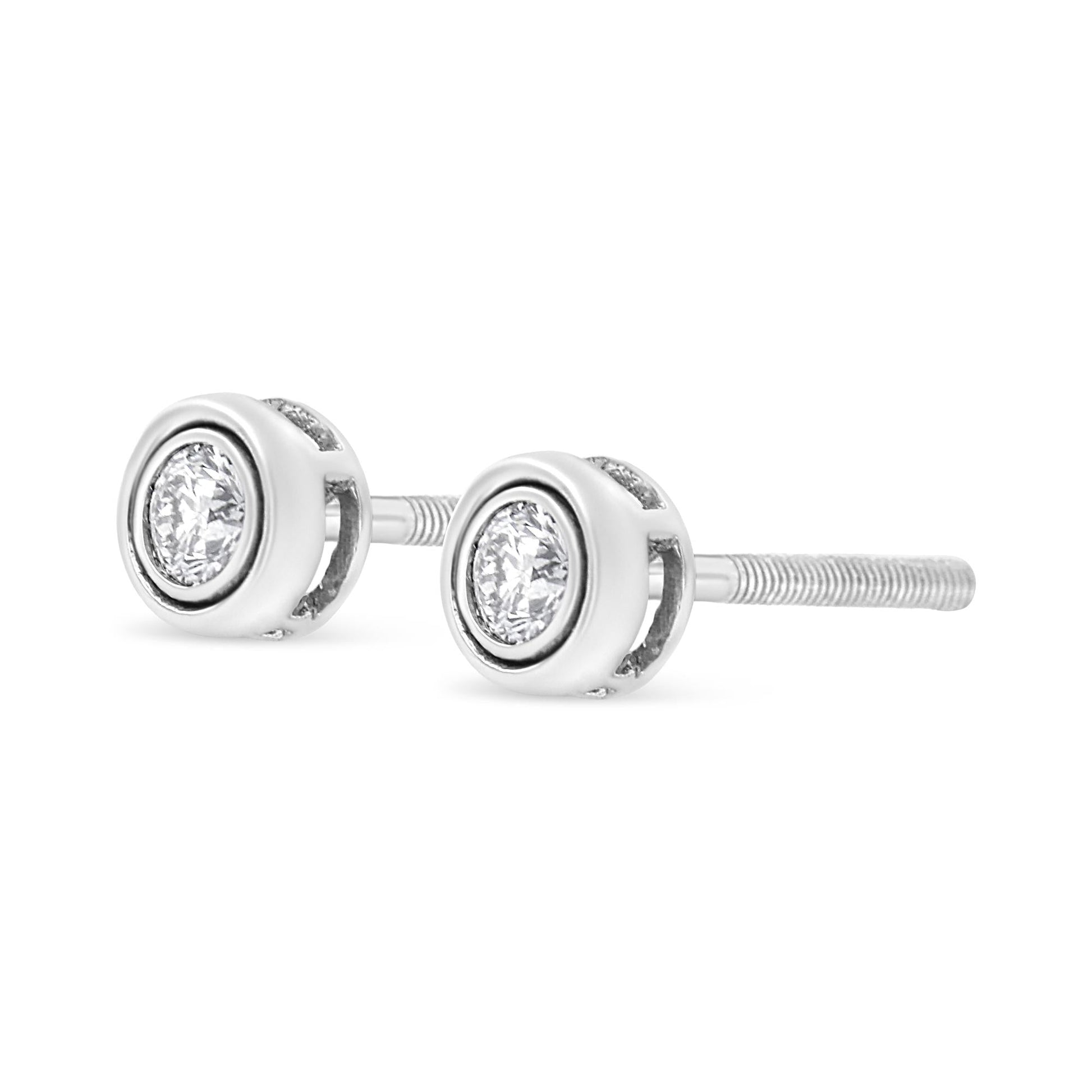 .925 Sterling  Silver 1/5 Cttw Lab-Grown Round Brilliant-Cut Diamond Modern Bezel-Set Stud Earring (F-G Color, VS2-SI1 Clarity)-1