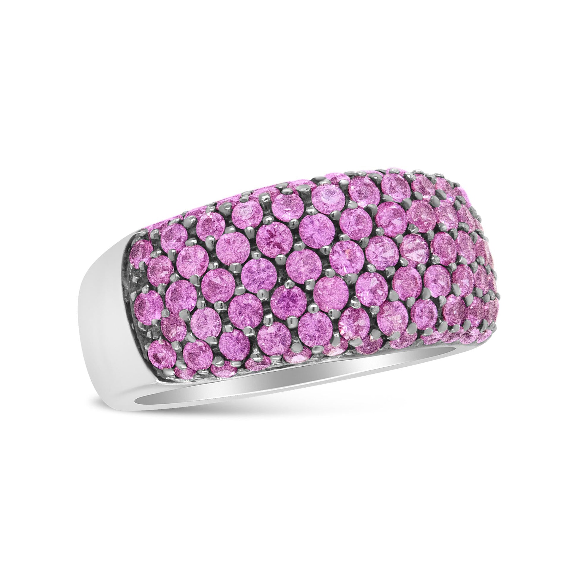 18K White Gold and Black Rhodium Multi Row Pink Sapphire Classic Band Ring-1