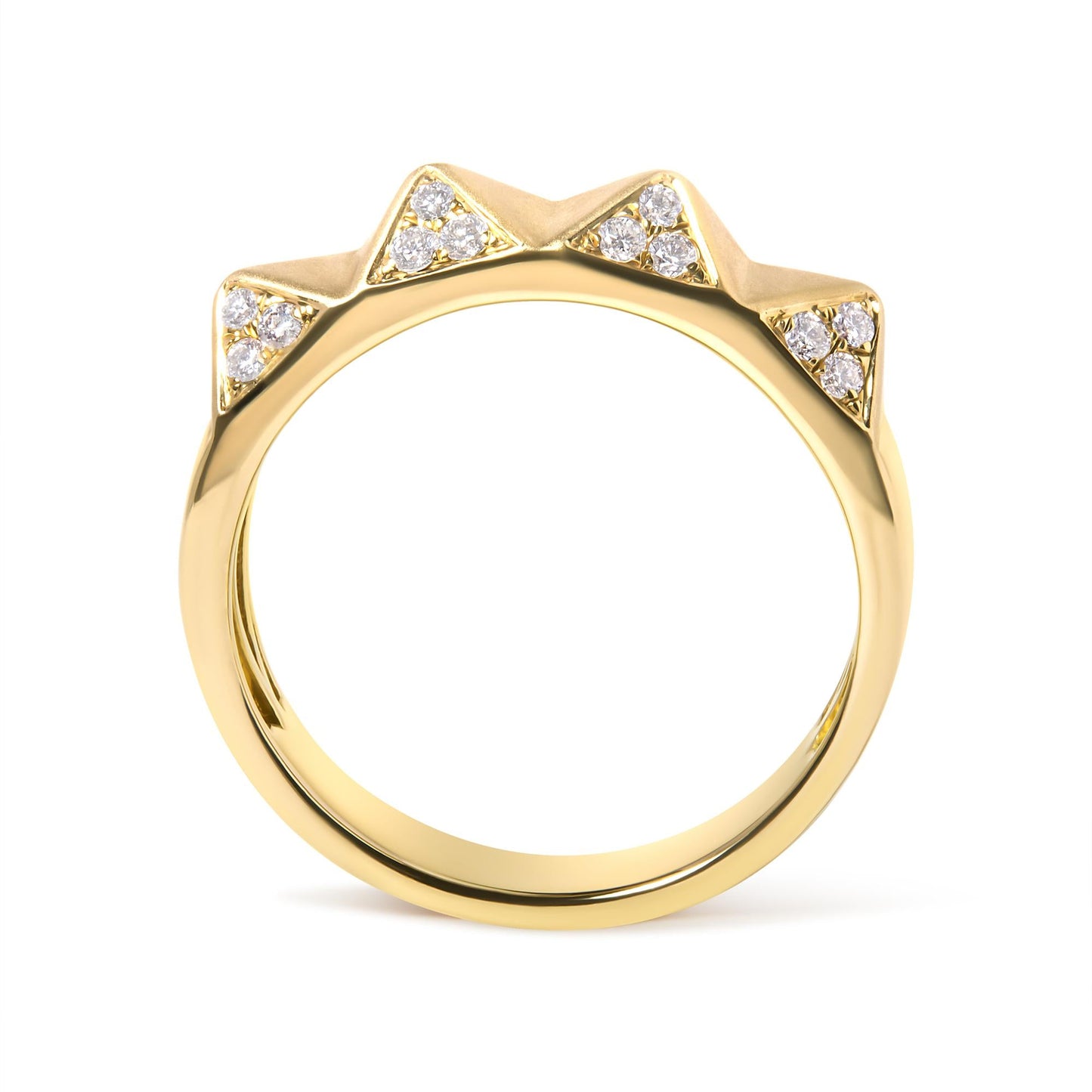 14K Yellow Gold 1/4 Cttw White Diamond Pyramid Band Ring (G-H Color, SI1-SI2 Clarity)- Size 7-1