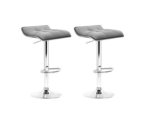 2 x Fabric Bar Stools Grey-0