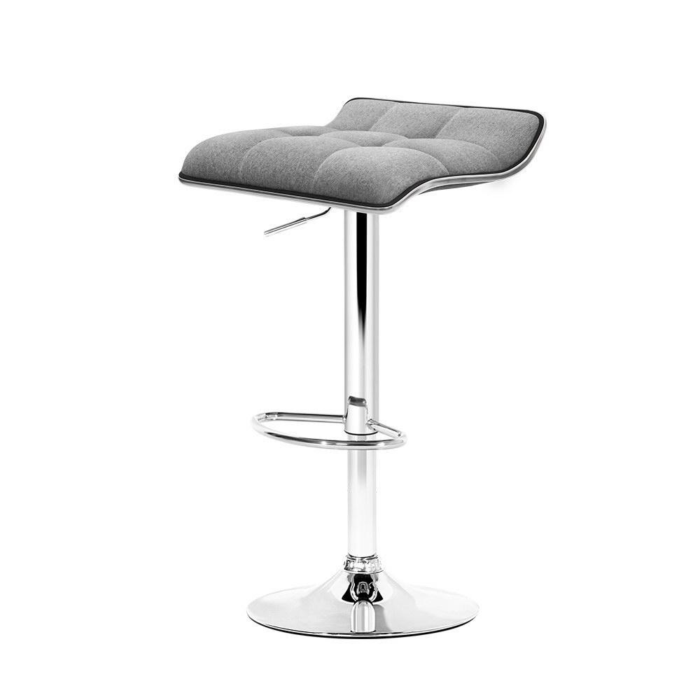 2 x Fabric Bar Stools Grey-1