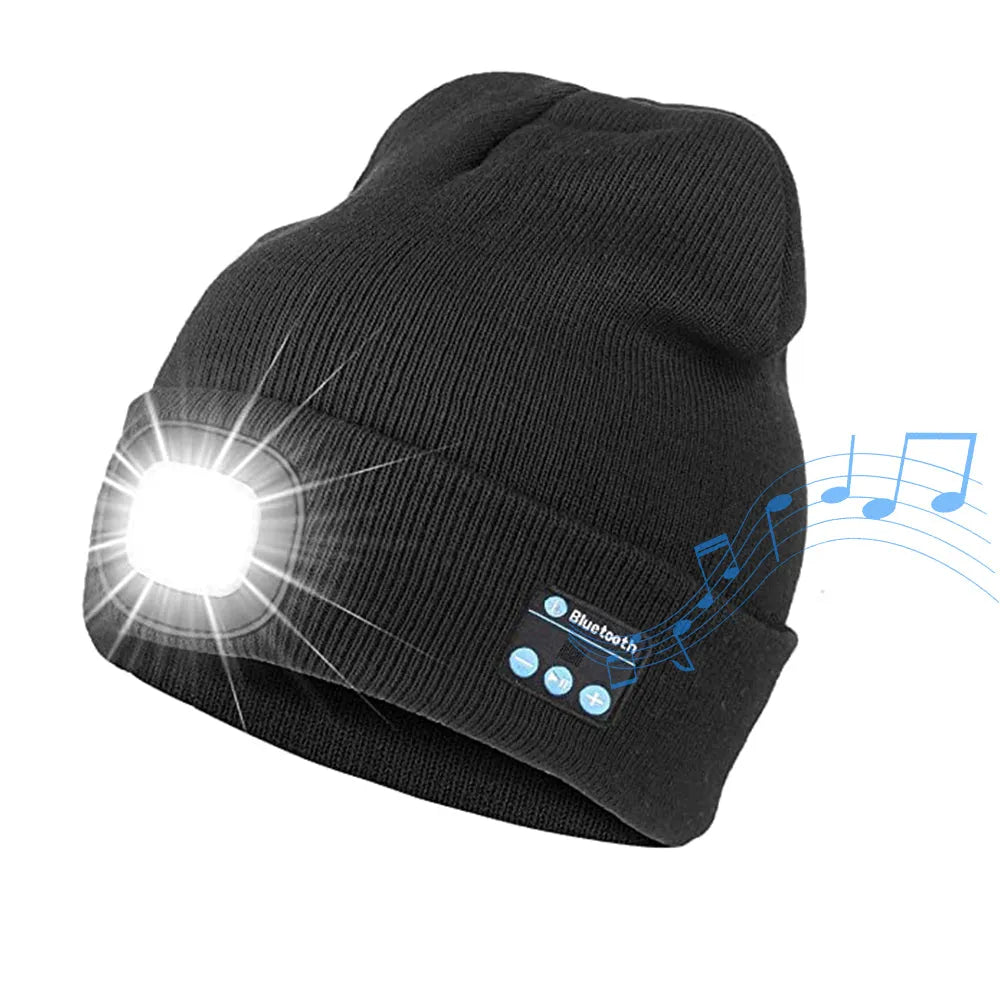 Vibe Geeks Bluetooth Music Knitted Hat with LED Lamp Cap- USB Charging-0