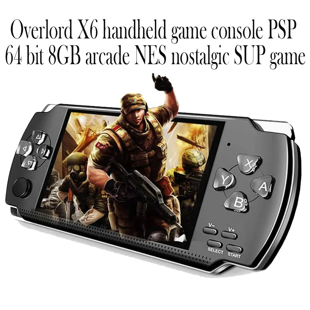 Vibe Geeks Overlord X6 Handheld Game Console psp64 bit 8GB Arcade NES- USB Charging-2