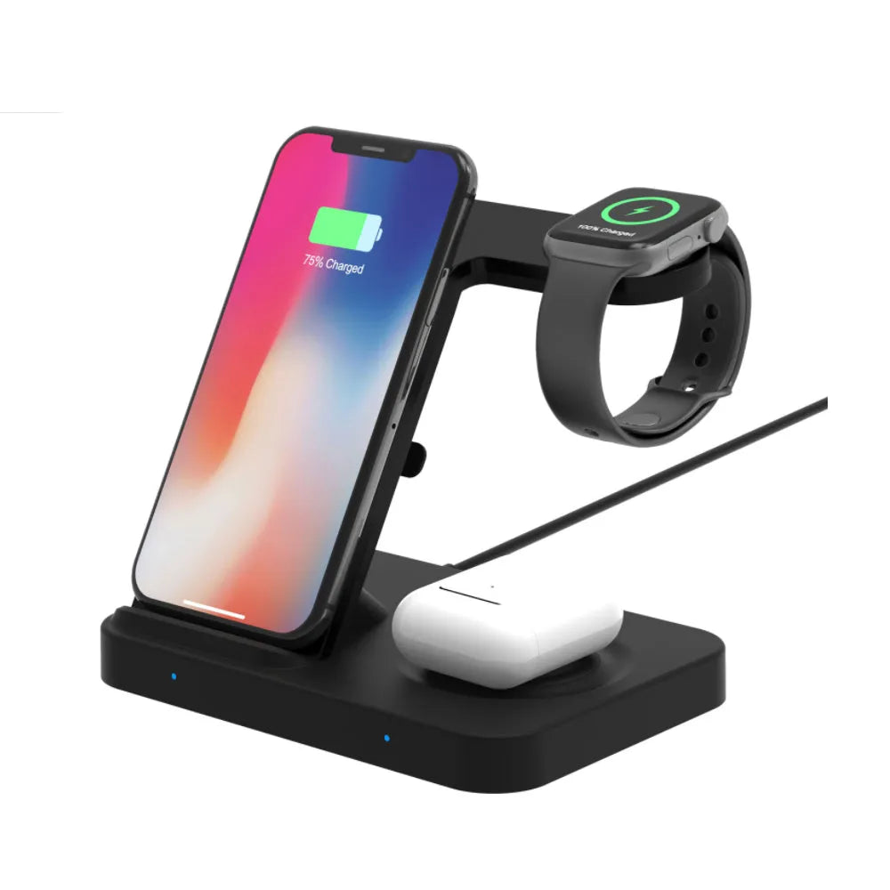 Vibe Geeks 3-in-1 Qi Enabled Wireless Charging Station for Samsung and Apple Devices-1