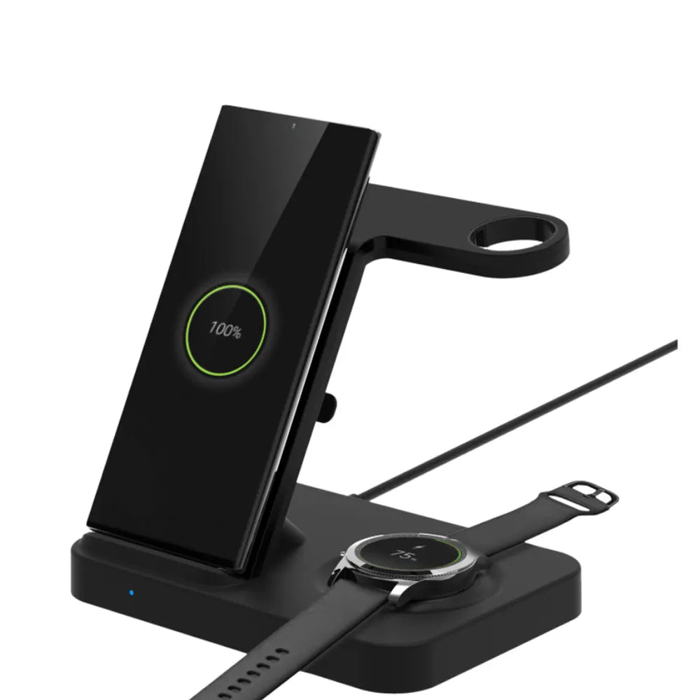 Vibe Geeks 3-in-1 Qi Enabled Wireless Charging Station for Samsung and Apple Devices-2