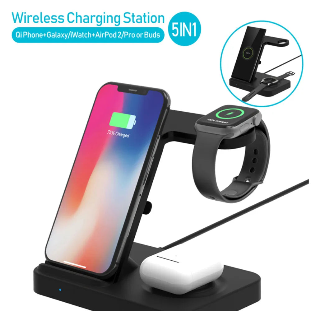 Vibe Geeks 3-in-1 Qi Enabled Wireless Charging Station for Samsung and Apple Devices-3