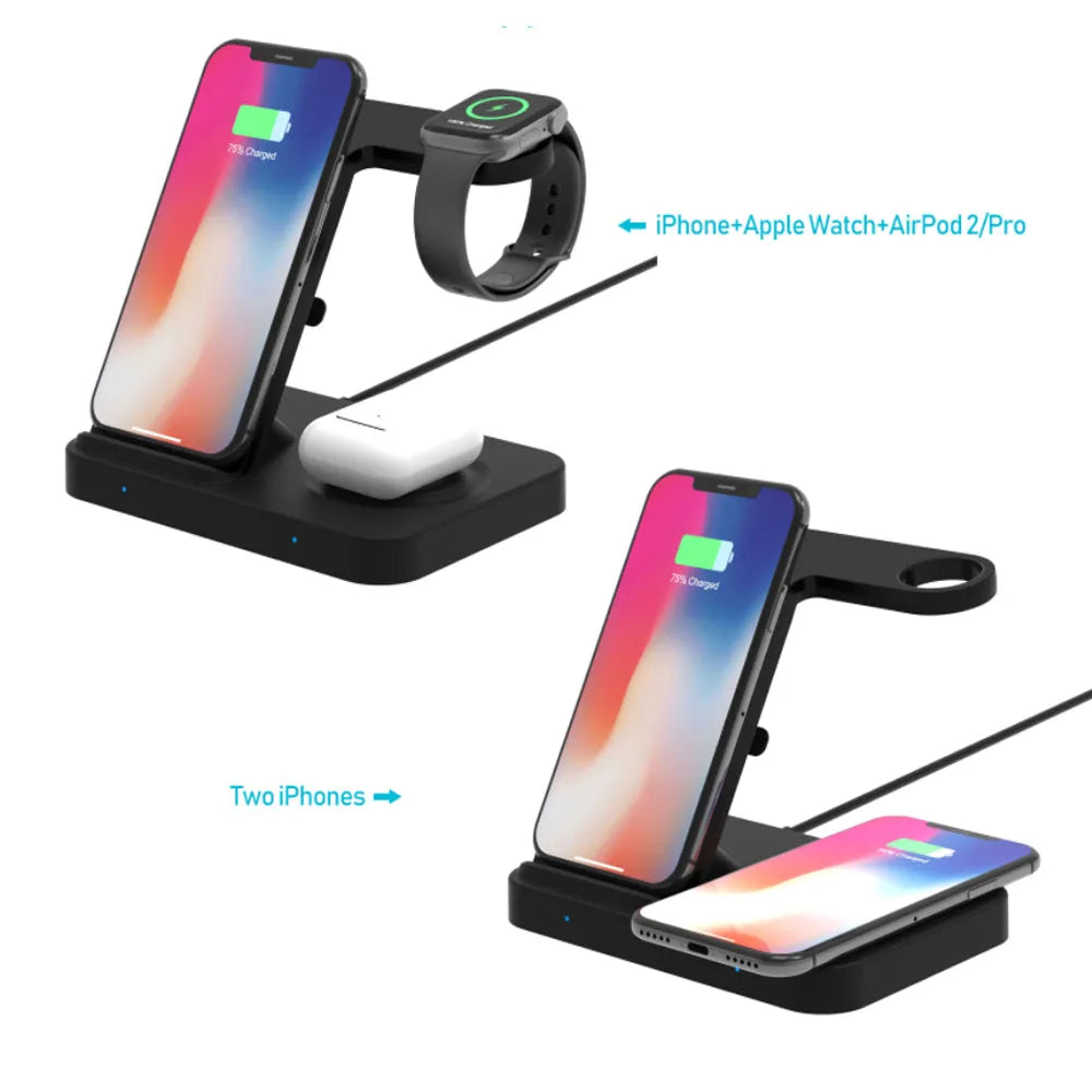 Vibe Geeks 3-in-1 Qi Enabled Wireless Charging Station for Samsung and Apple Devices-4