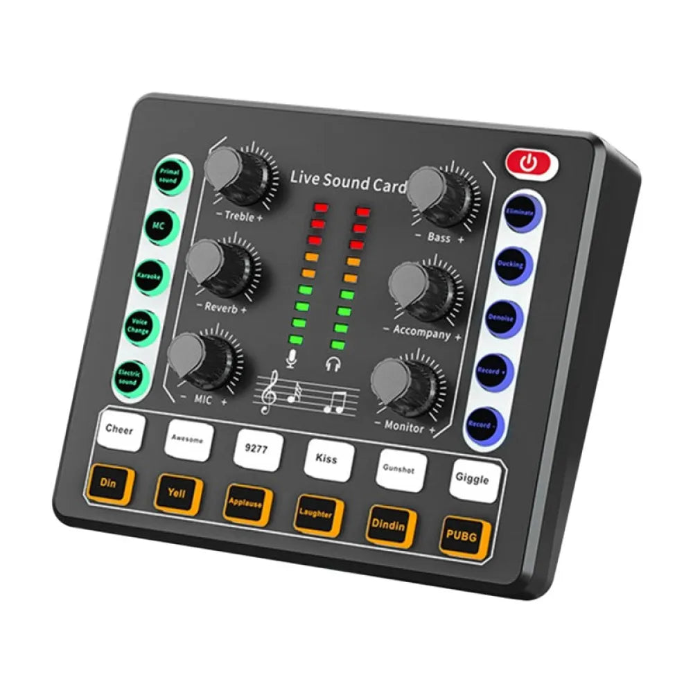 Vibe Geeks Noise Reduction Sound Card Digital Audio Mixer for Live Streaming-TypeC Rechargeable-0