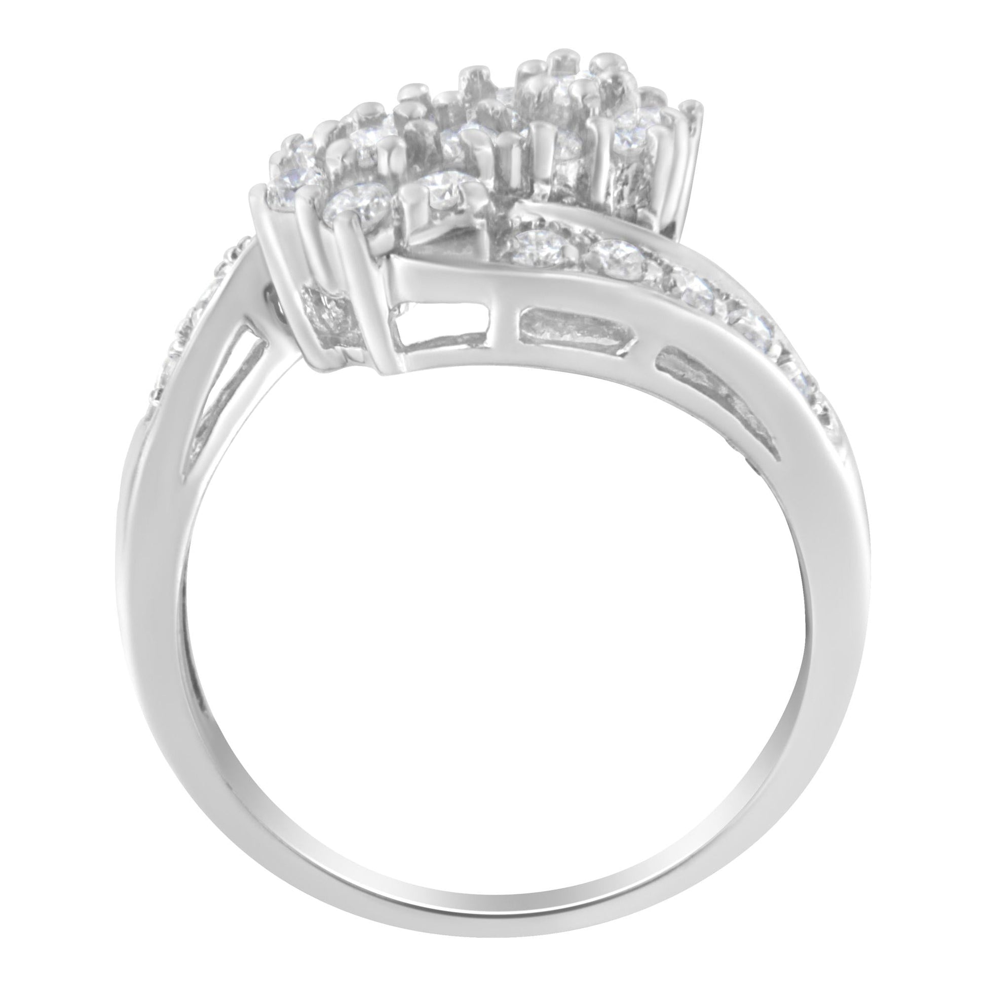 14KT White Gold Diamond Cluster Ring Band (7/8 cttw, H-I Color, I1-I2 Clarity)-2