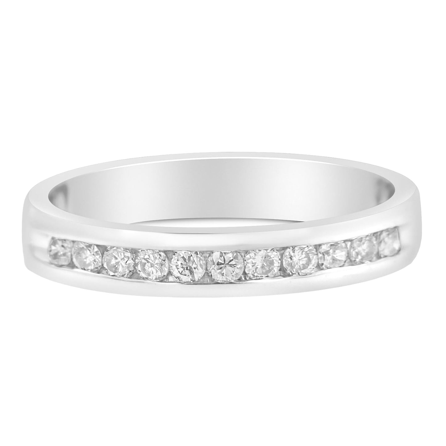 18K White Gold 1/4 Cttw Channel Set Brilliant Round-Cut Diamond Classic 11 Stone Wedding Band Ring (E-F Color, I1-I2 Clarity)-2