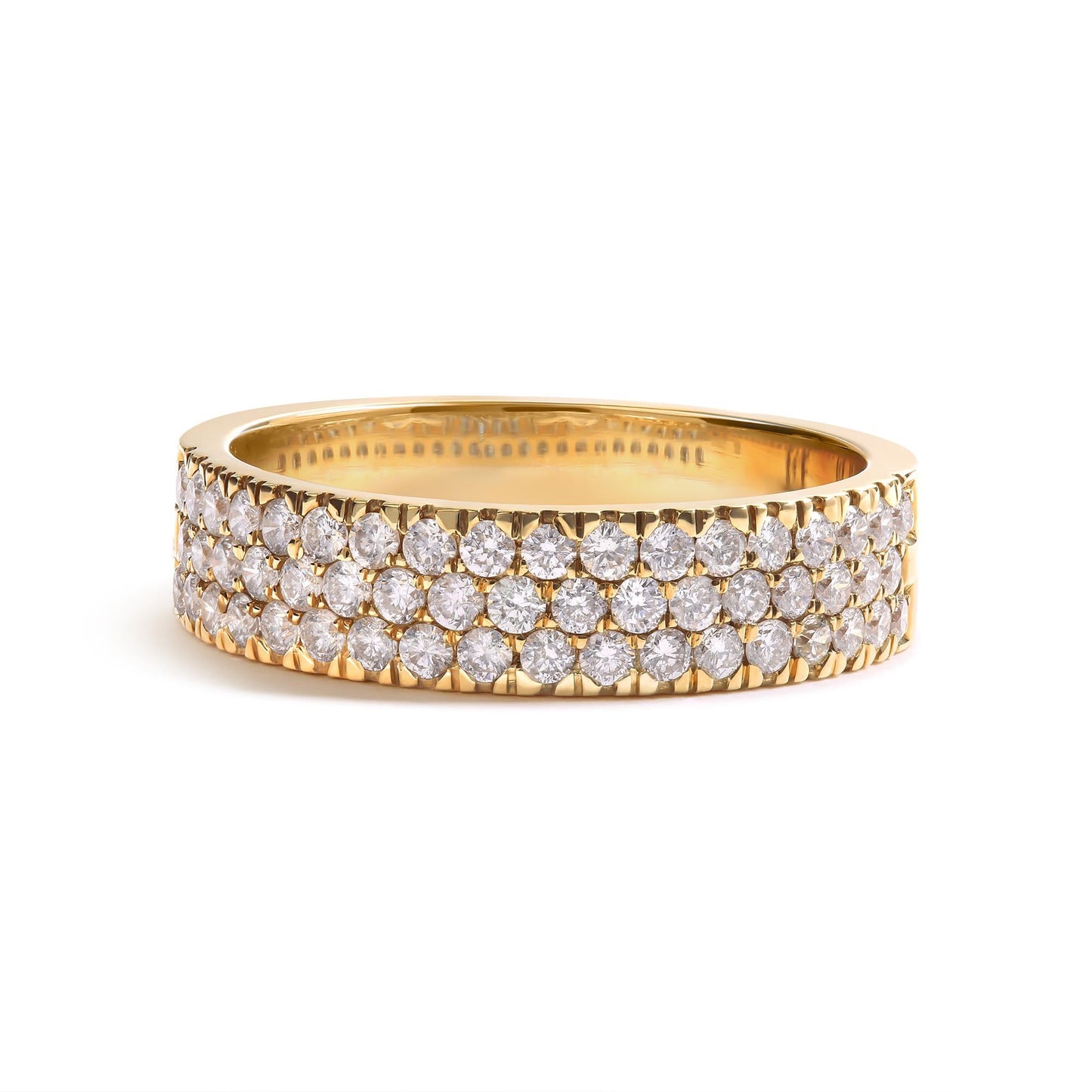 14K Yellow Gold Pave Set 3/4 cttw Multi Row Diamond Band Ring  (H-I Color, SI2-I1 Clarity)-2