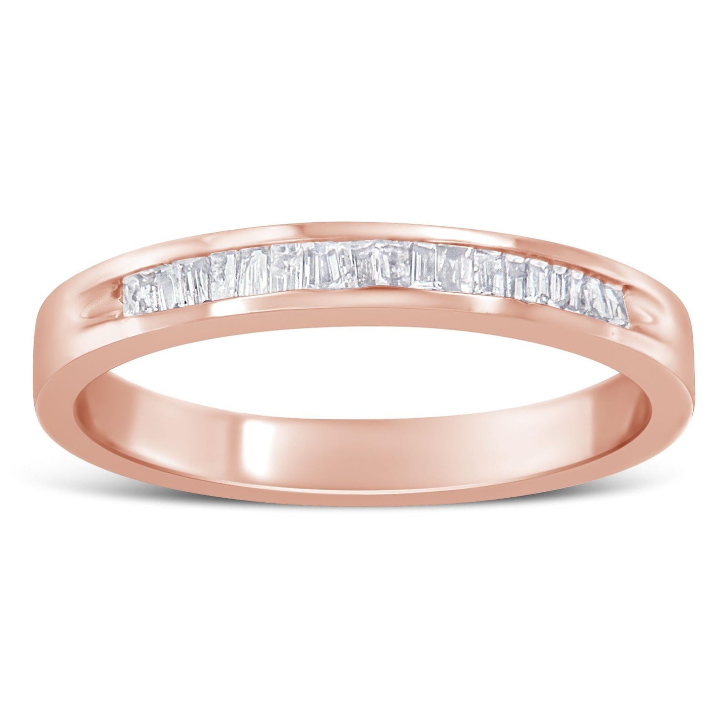 10K Rose Gold over .925 Sterling Silver 1/5 Cttw Diamond Channel-Set Stackable Band Ring (H-I Color, I1-I2 Clarity)-2