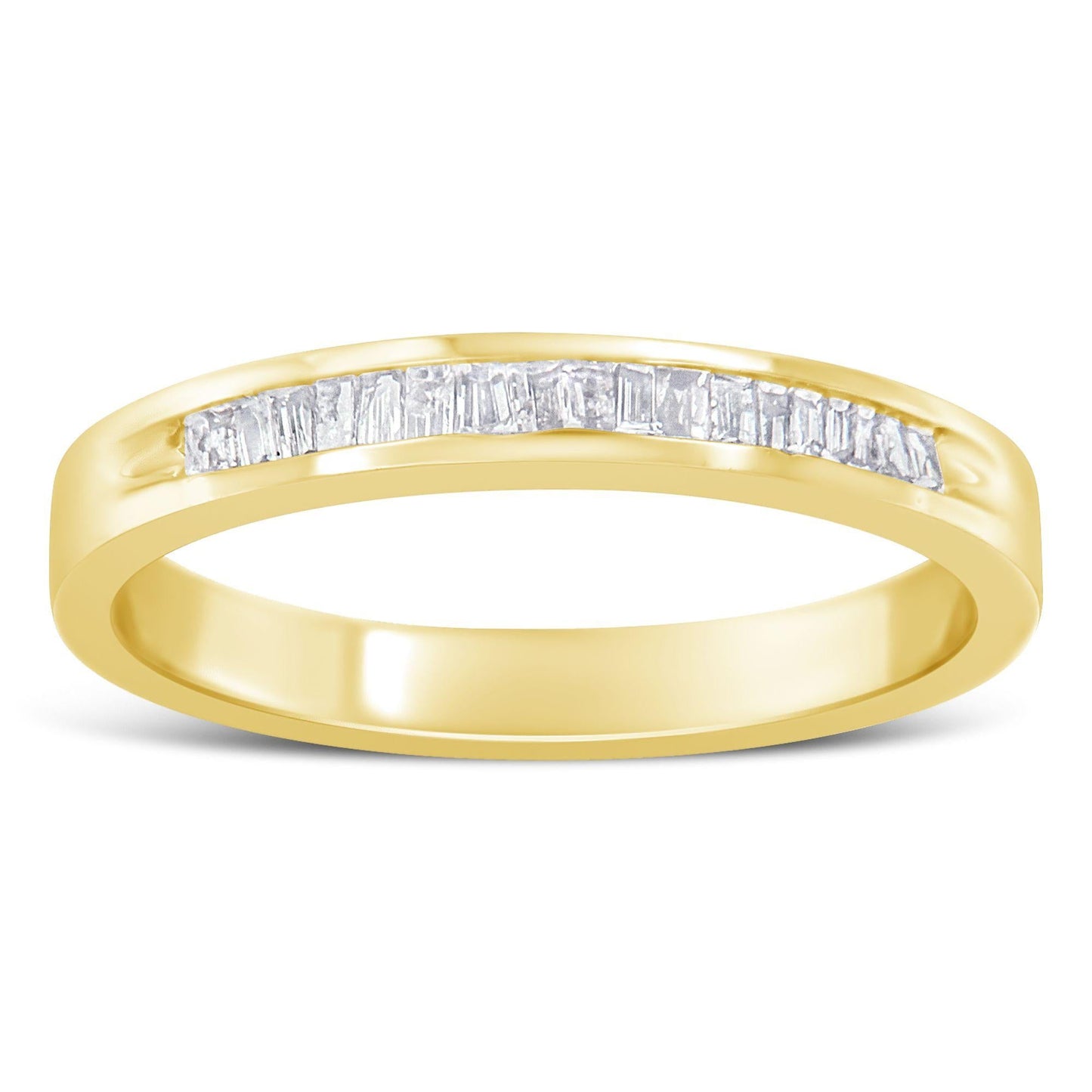 10K Yellow Gold over .925 Sterling Silver 1/5 Cttw Diamond Channel-Set Stackable Band Ring (H-I Color, I1-I2 Clarity)-2