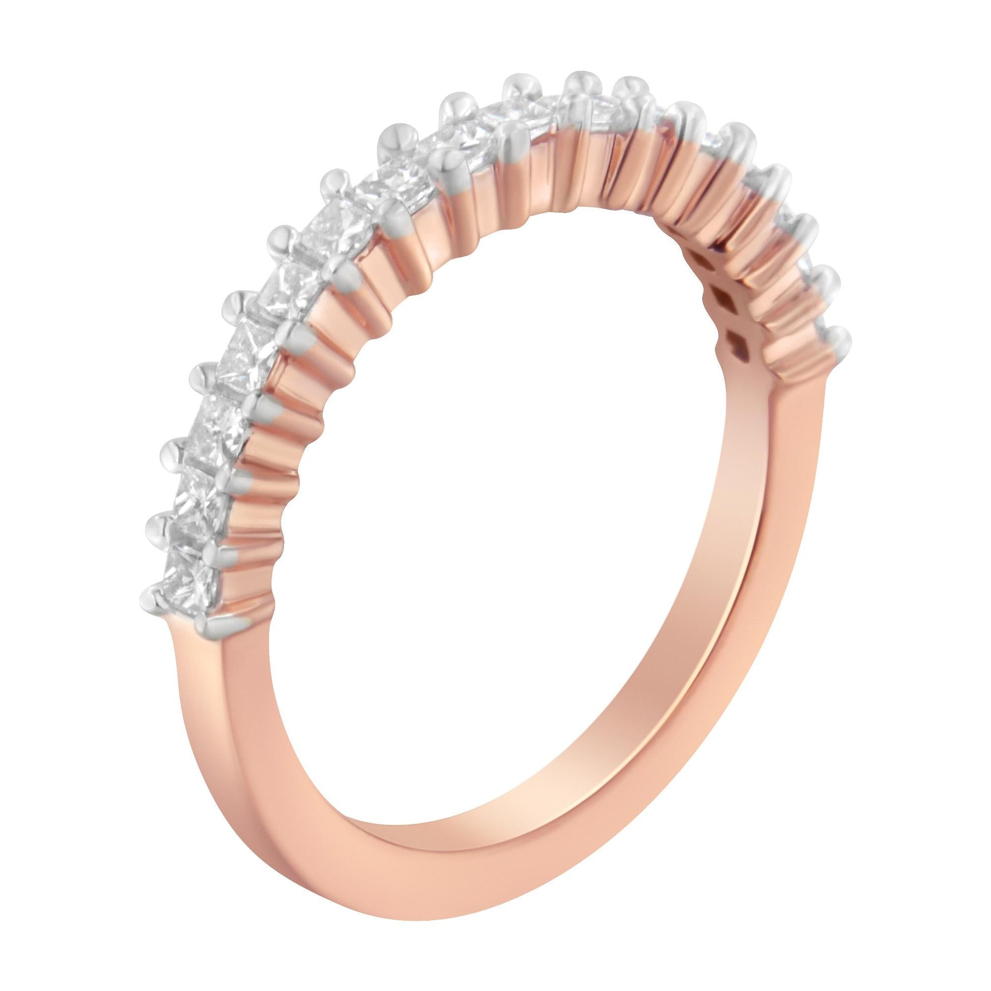 10K Rose Gold Flashed .925 Sterling Silver Diamond Band Ring (1/2 Cttw, J-K Color, I1-I2 Clarity)-2